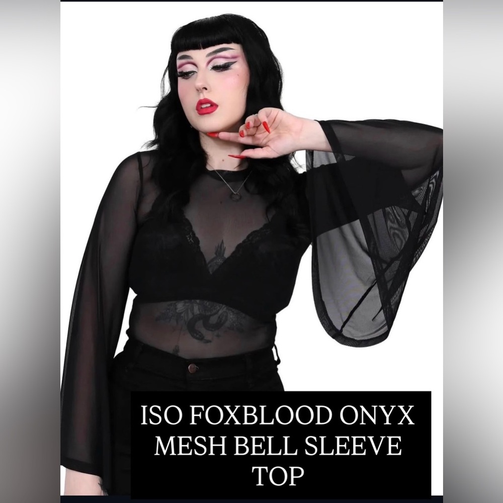 ISO FOXBLOOD ONYX MESH BELL SLEEVE TOP